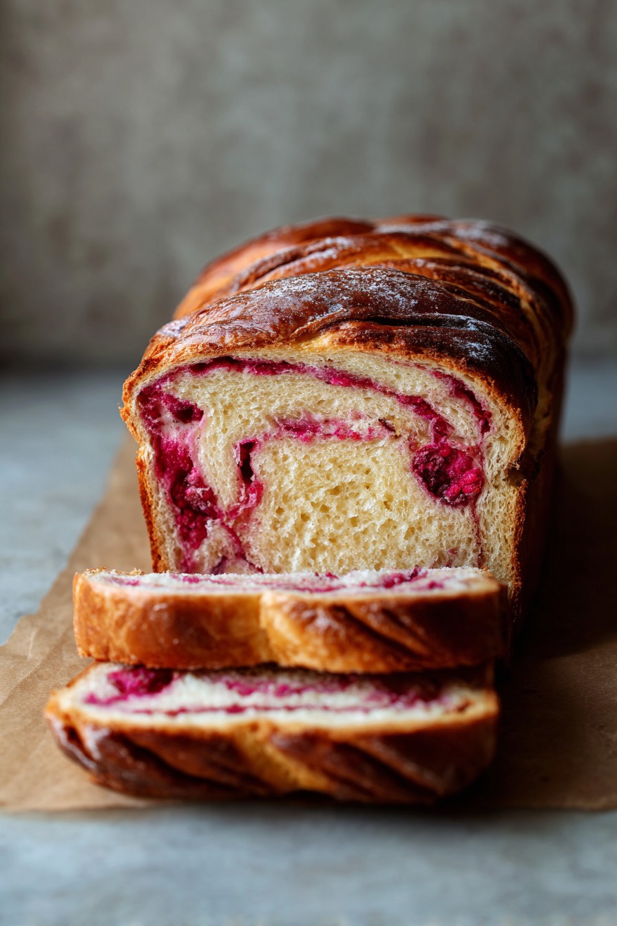 Raspberry Swirl Brioche Loaf